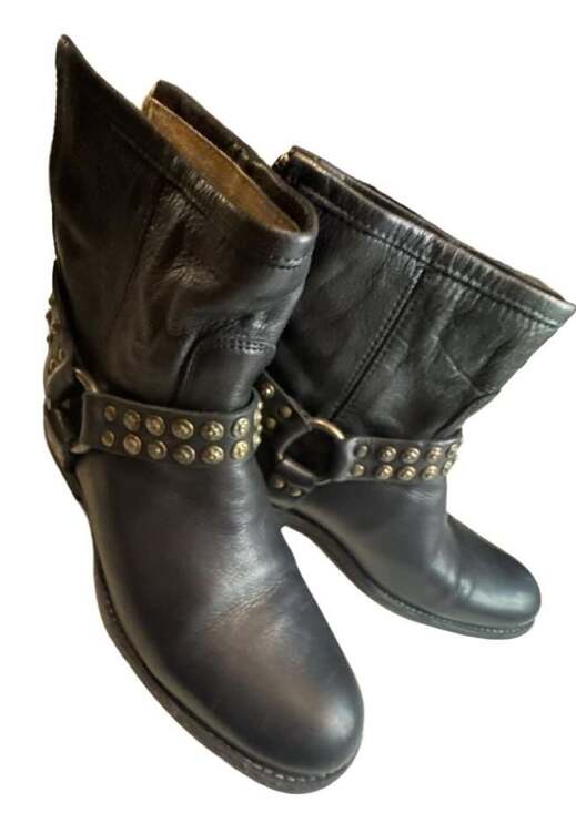 Frye Shoes - Frye Phillip Studded Harness Short Boots Size 8.5B Black